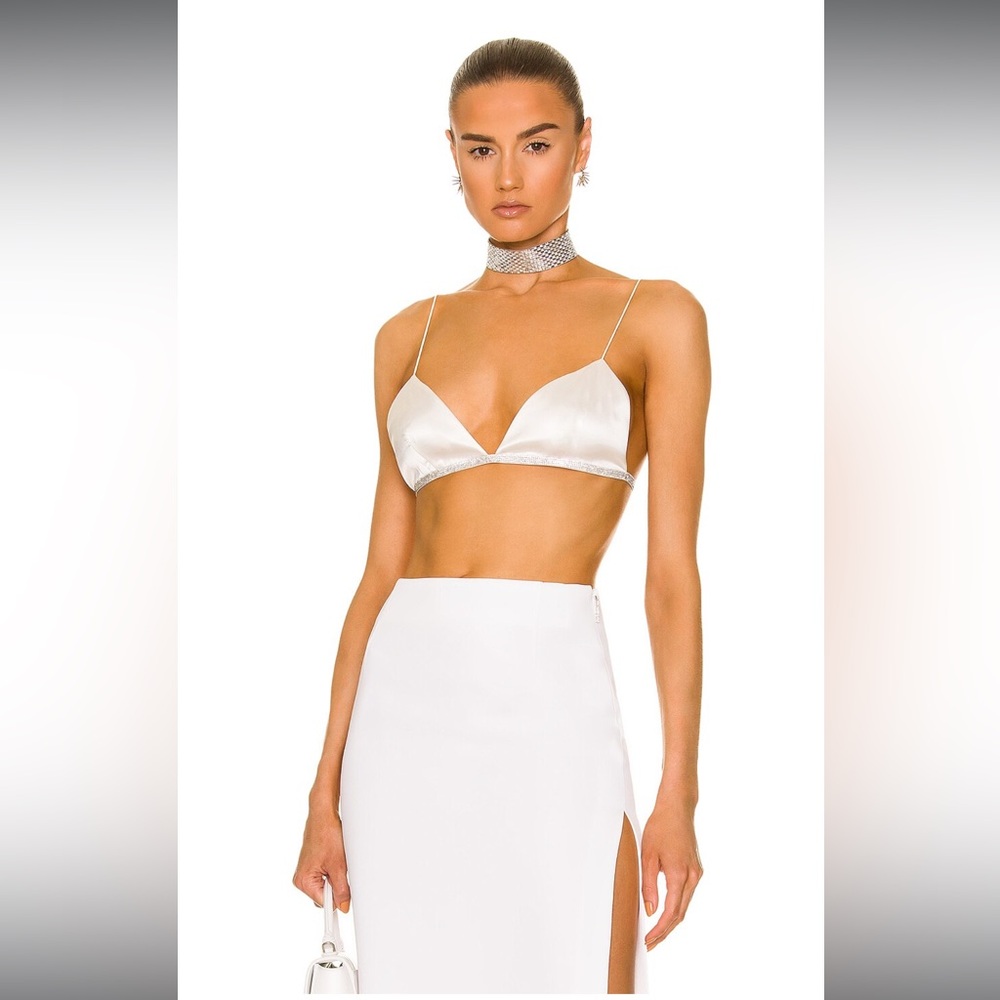 Nue Studio Rosie Silk Rhinestone Bra XS Ivory
